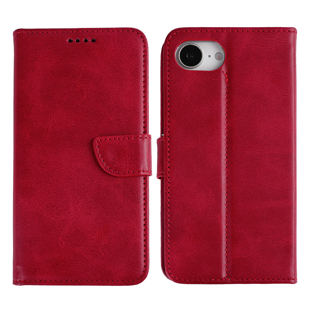 Rixus Bookcase For Apple iPhone 16e Dark Red