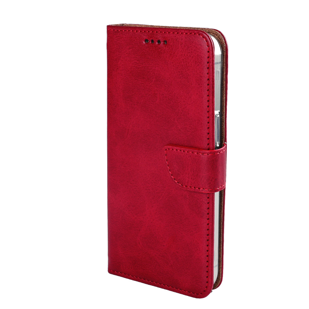 Rixus Bookcase For Apple iPhone 16e Dark Red