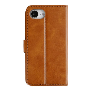 Rixus Bookcase For Apple iPhone 16e Light Brown