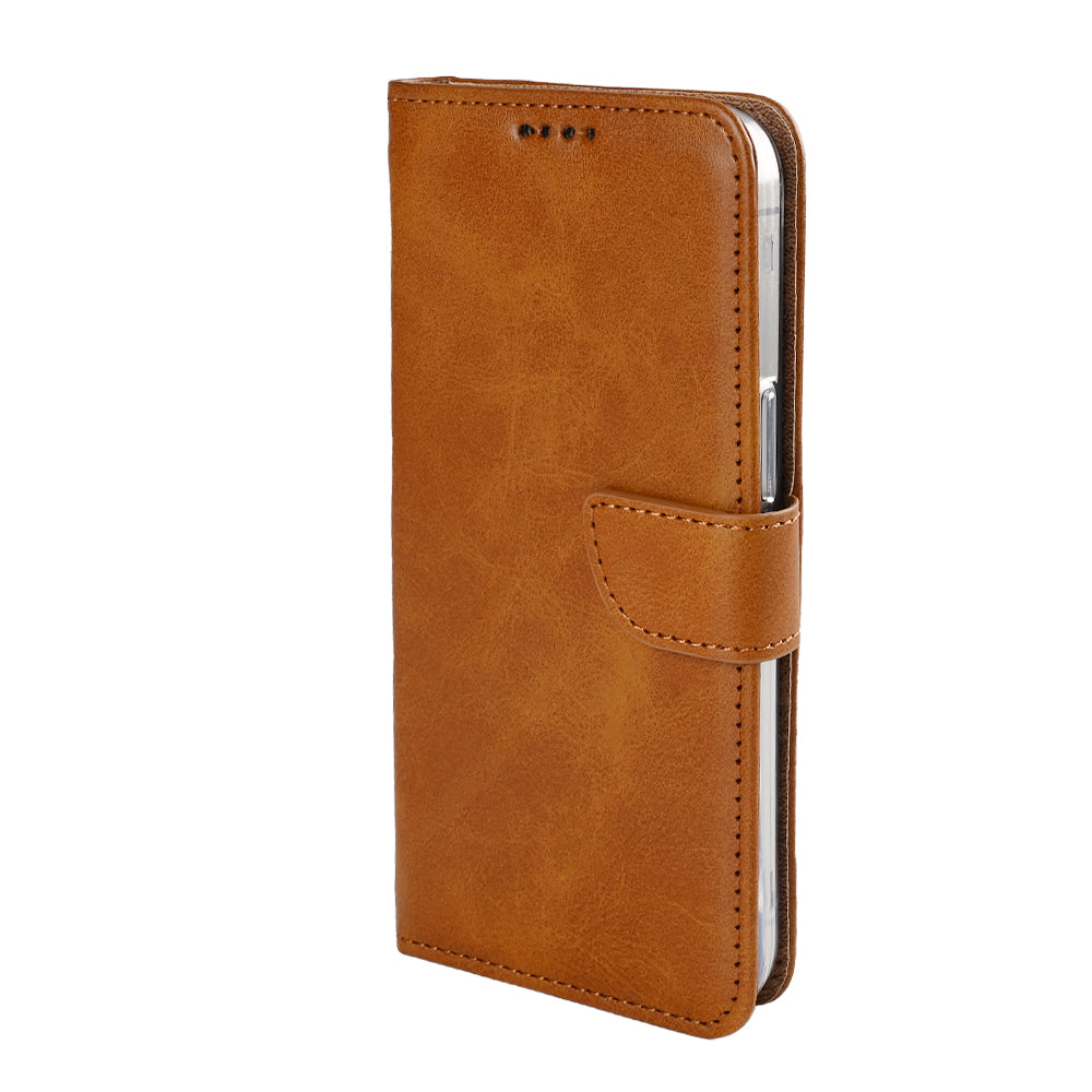 Rixus Bookcase For Apple iPhone 16e Light Brown