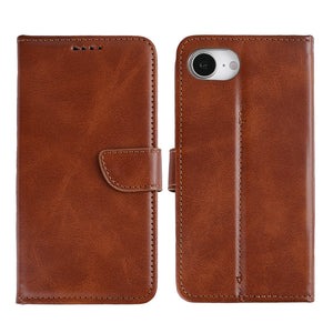 Rixus Bookcase For Apple iPhone 16e Brown