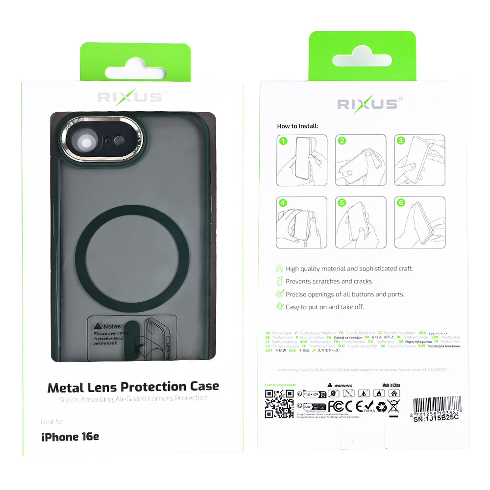 Rixus Classic 04 Case With MagSafe For Apple iPhone 16e Dark Green