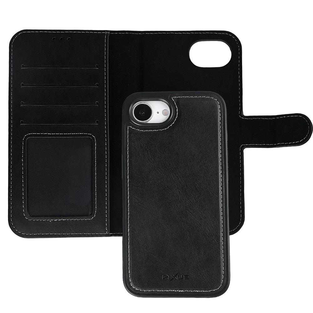 Rixus Duo Magnetic Detachable Wallet For Apple iPhone For iPhone 16e Black