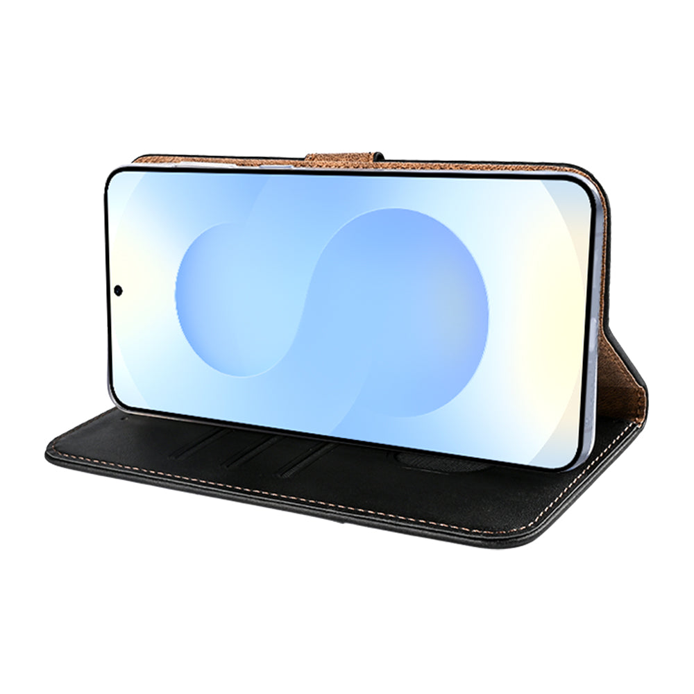 Rixus Bookcase For Samsung Galaxy S25 Edge Black