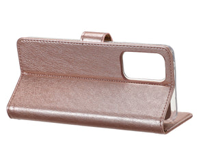 Rixus Bookcase For Apple iPhone 13 Mini Pink