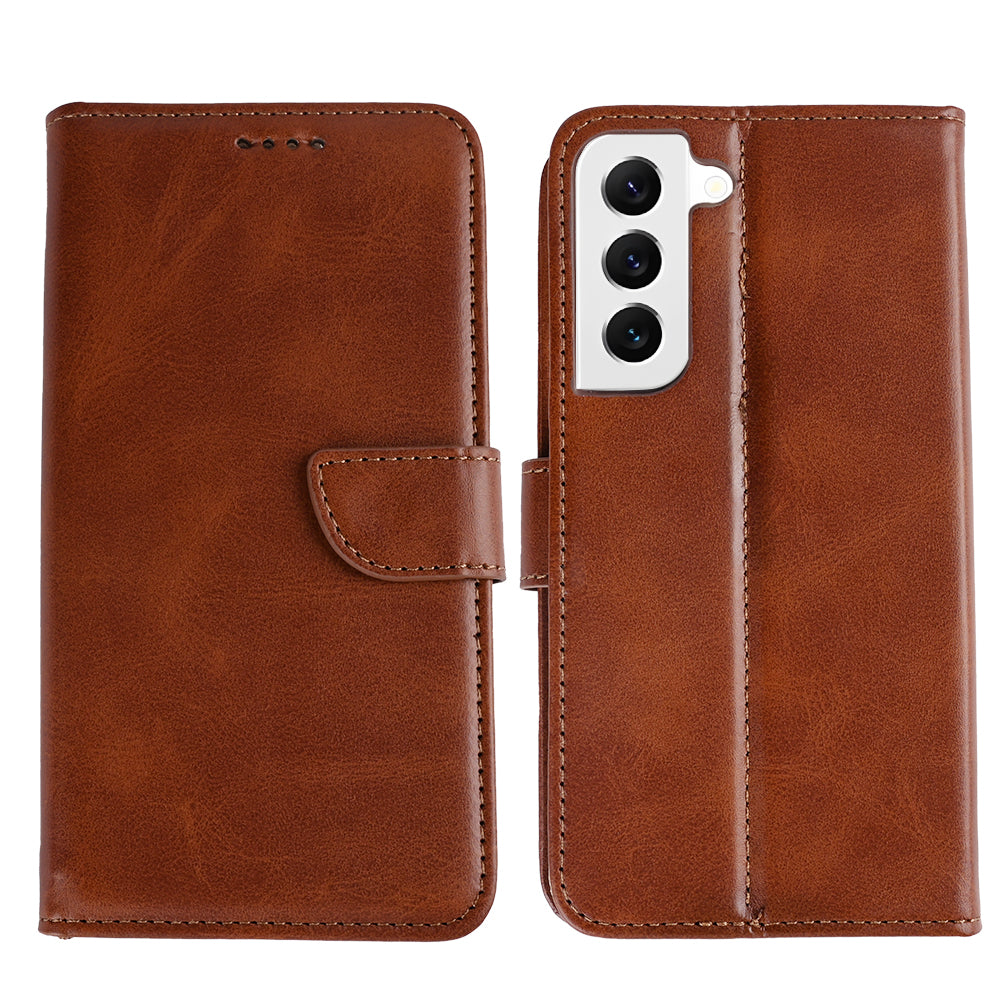 Rixus Bookcase For Samsung Galaxy S22 5G Brown