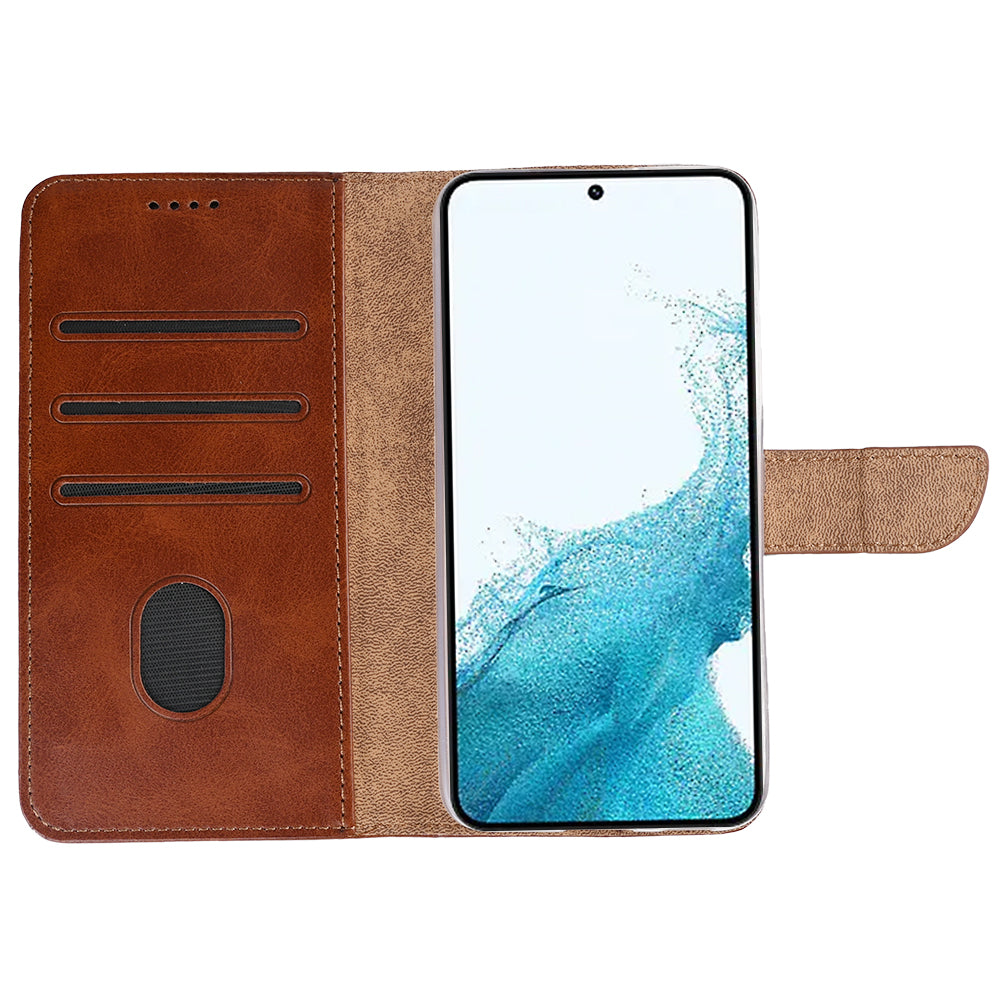Rixus Bookcase For Samsung Galaxy S22 5G Brown