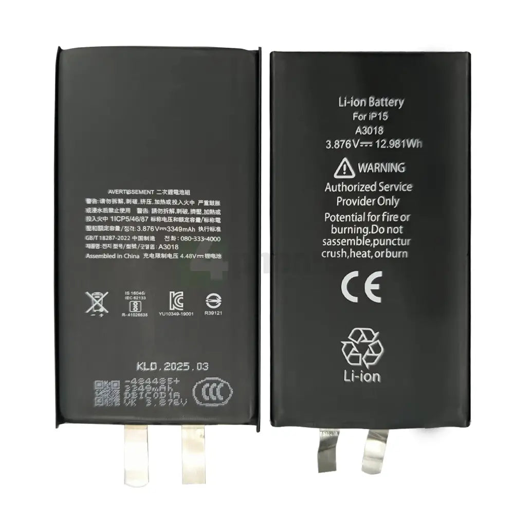 For Apple iPhone 15 Battery (Spot Welding Required) No BMS/IC OEM Batteries