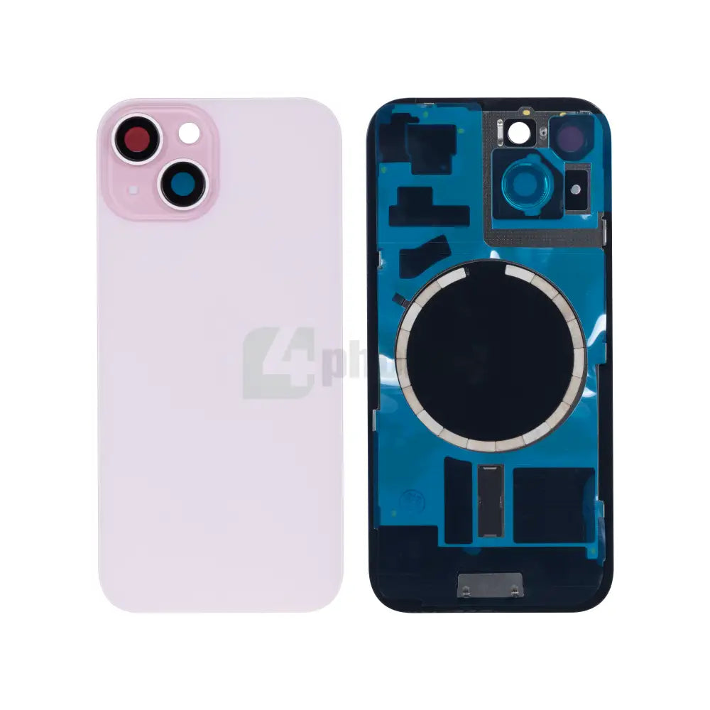 For Apple iPhone 15 Plus Back Glass Without NFC Enlarged Camera Frame Pink Compatible Back covers