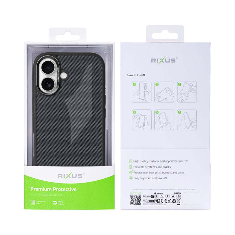 Rixus Mag Carbon With MagSafe For iPhone 16 Titanium Black