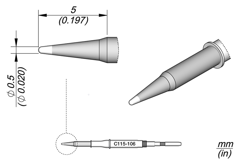 JBC Cartridge Conical Ø 0.5 (C115106)