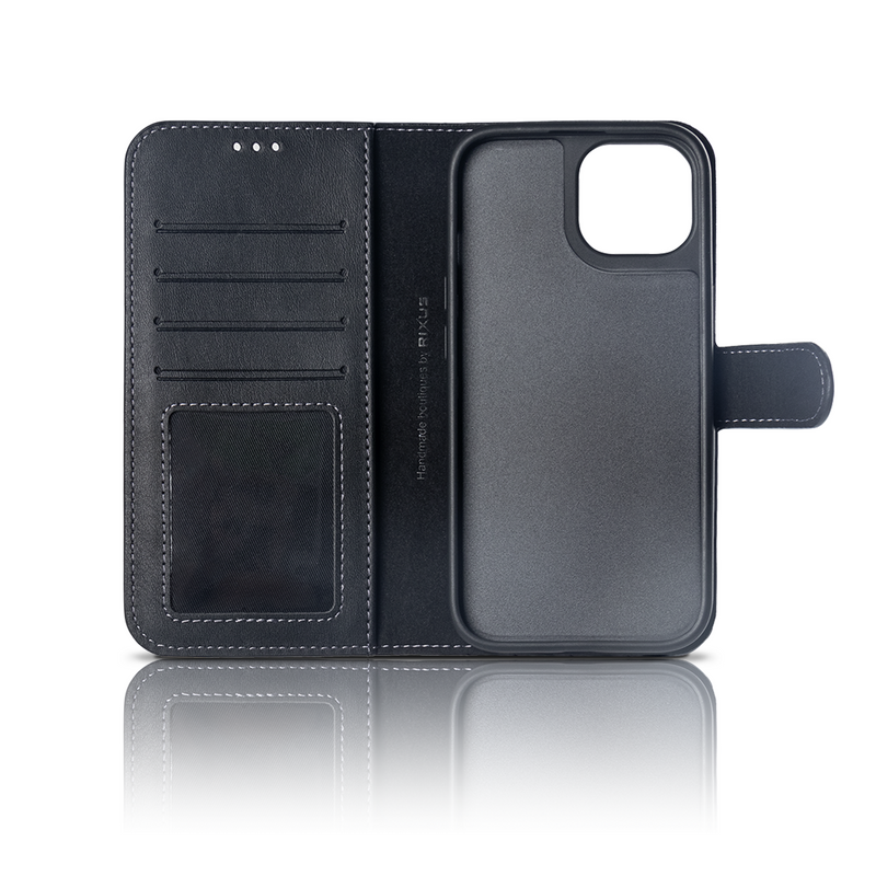 Rixus For iPhone 13 Pro Max Duo Magnetic Detachable Wallet Black