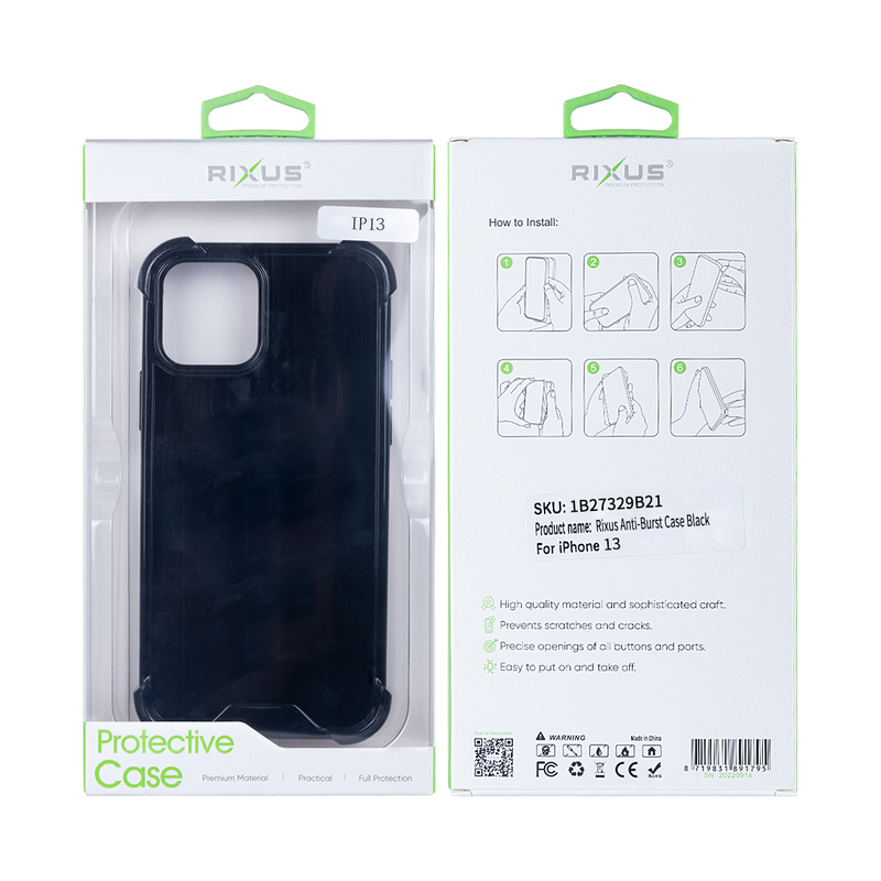 Rixus For iPhone 13 Anti-Burst Case Black