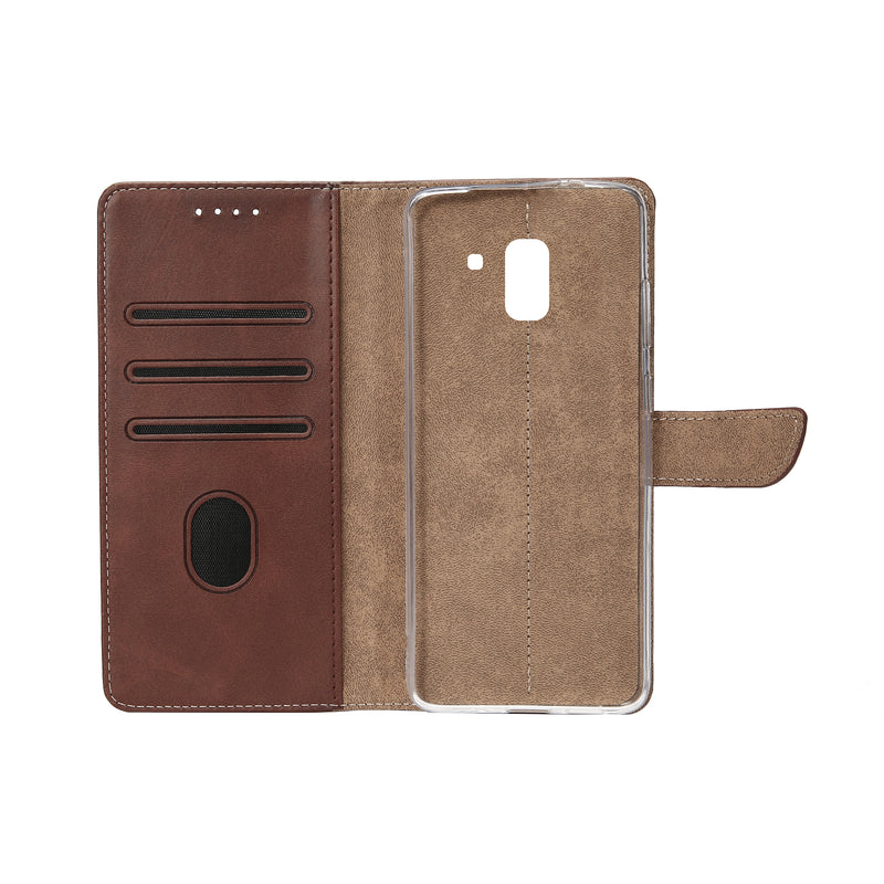 Rixus Bookcase For Samsung Galaxy J6 J600F Brown