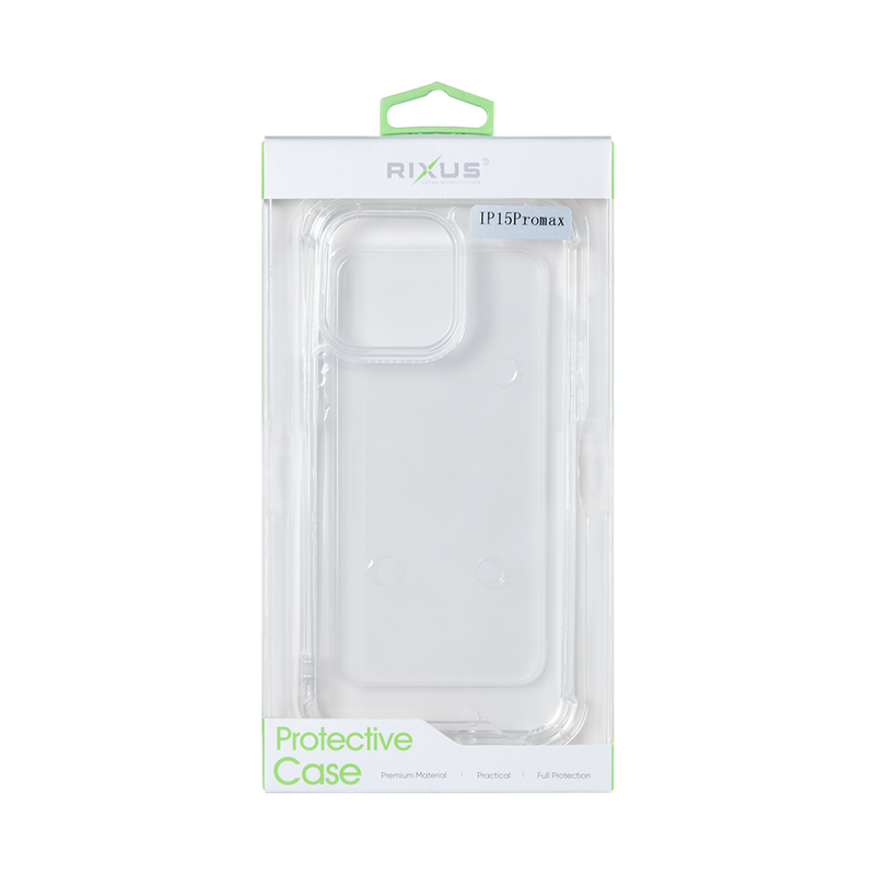 Rixus For iPhone 15 Pro Max Anti-Burst Case Transparent