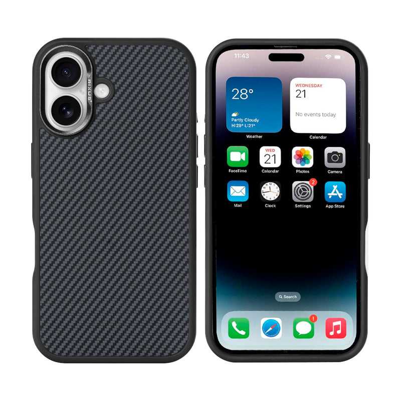 Rixus Mag Carbon With MagSafe For iPhone 16 Plus Titanium Black