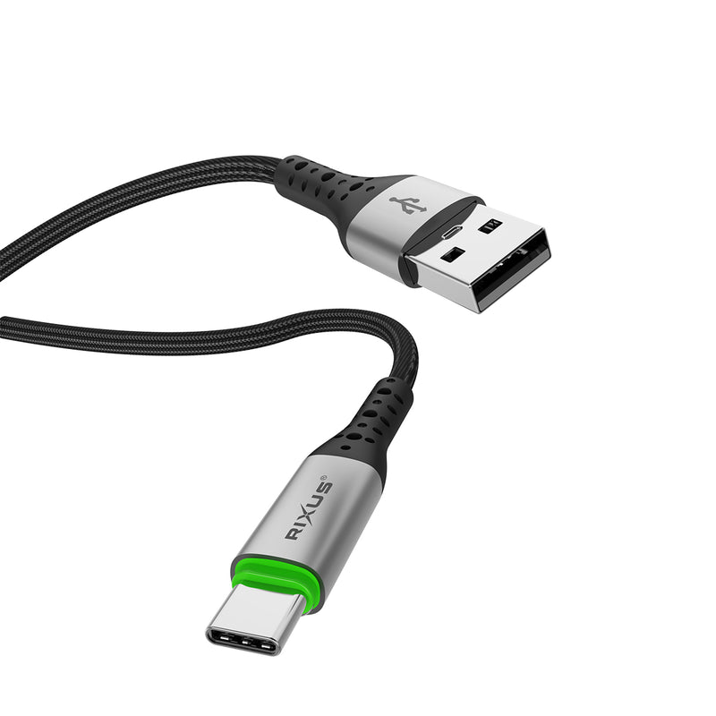 Rixus RXUC22AC Auto Disconnect USB-A To USB-C Cable Black