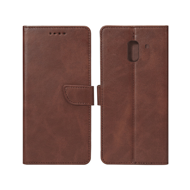 Rixus Bookcase For Samsung Galaxy J6 J600F Brown