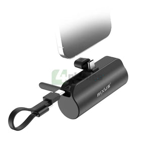Rixus RXPB98B Mini Click-On Powerbank USB-C 5000mAh Black Powerbank