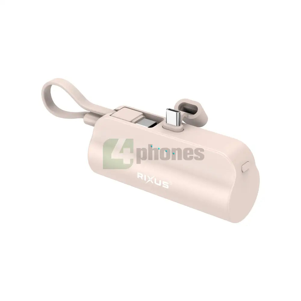 Rixus RXPB98P Mini Click-On Powerbank USB-C 5000mAh Pink Powerbank
