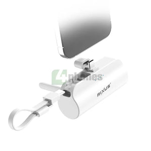 Rixus RXPB98W Mini Click-On Powerbank USB-C 5000mAh White Powerbank