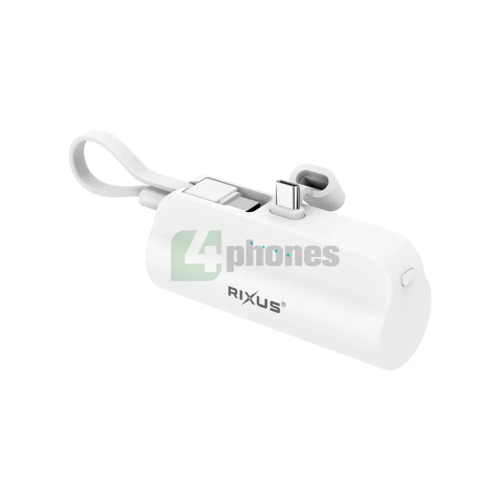 Rixus RXPB98W Mini Click-On Powerbank USB-C 5000mAh White Powerbank
